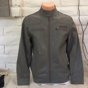 Grey PU Faux Leather Guess Jacket